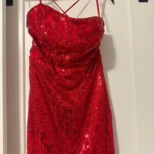 Red Sequin Mini Dress